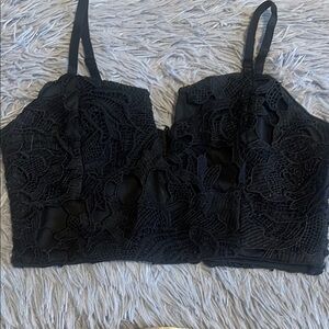 Elegant Black Lace Women's Top